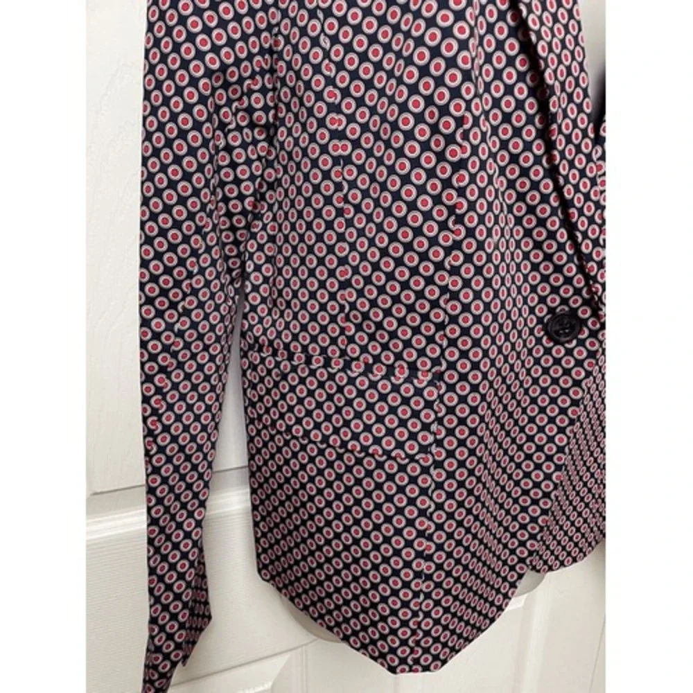 Michael Kors Blazer Size 14 Red‎ White Blue Dots Spring Tailored Business Office